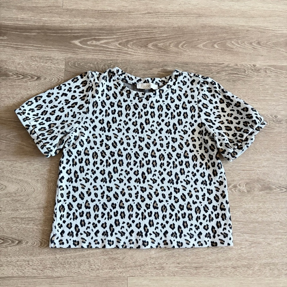 LOFT Black and White Leopard Print Kids Tee